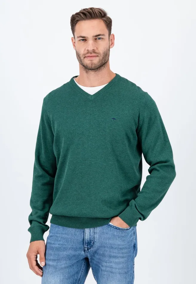 FYNCHHATTON Cotton Knitting Sweater With Vneckline Vibrant Bluenew Dijonrustruby Redflamepale Blushfuchsiadark Teal Men Sweater