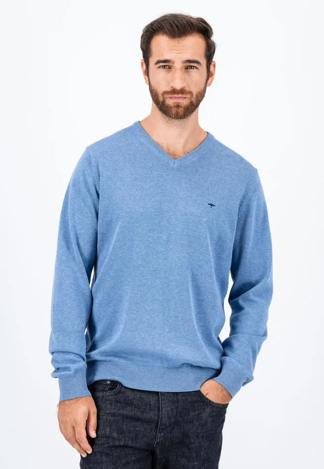 FYNCHHATTON Cotton Knitting Sweater With Vneckline Vibrant Bluenew Dijonrustruby Redflamepale Blushfuchsiadark Teal Men Sweater