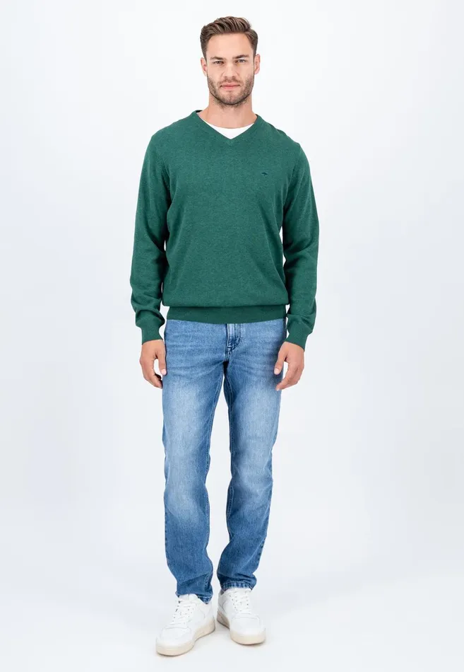 FYNCHHATTON Cotton Knitting Sweater With Vneckline Vibrant Bluenew Dijonrustruby Redflamepale Blushfuchsiadark Teal Men Sweater