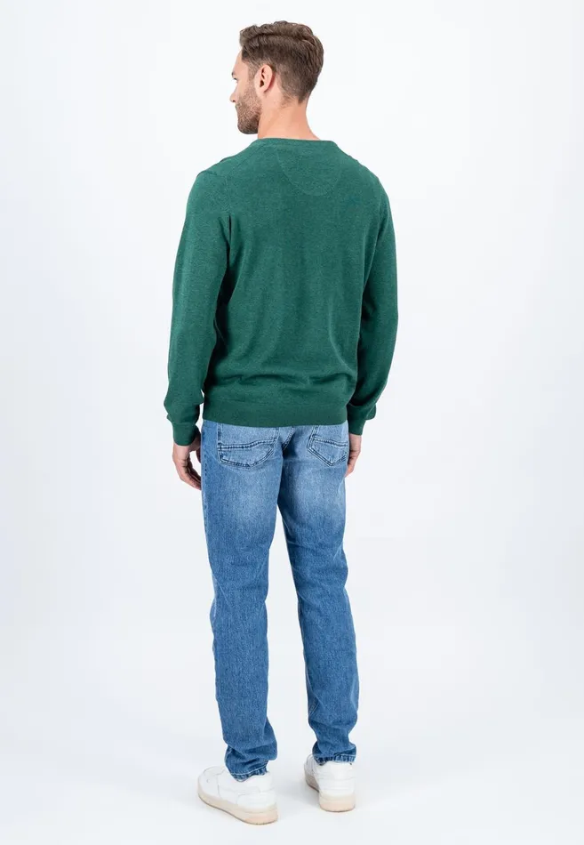 FYNCHHATTON Cotton Knitting Sweater With Vneckline Vibrant Bluenew Dijonrustruby Redflamepale Blushfuchsiadark Teal Men Sweater