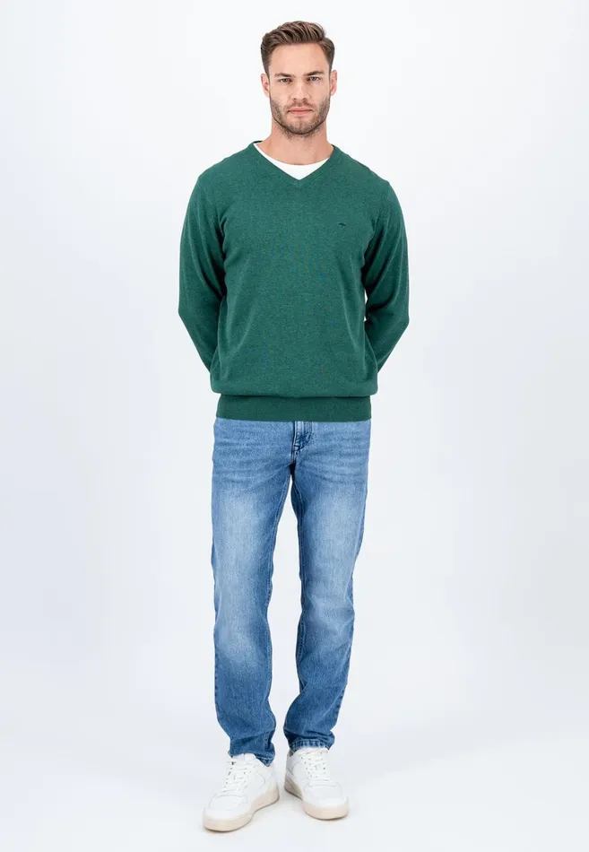 FYNCHHATTON Cotton Knitting Sweater With Vneckline Vibrant Bluenew Dijonrustruby Redflamepale Blushfuchsiadark Teal Men Sweater