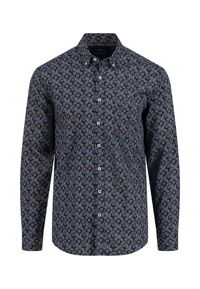 FYNCHHATTON Cotton Shirt With Allover Print Hazelflame Men Shirts
