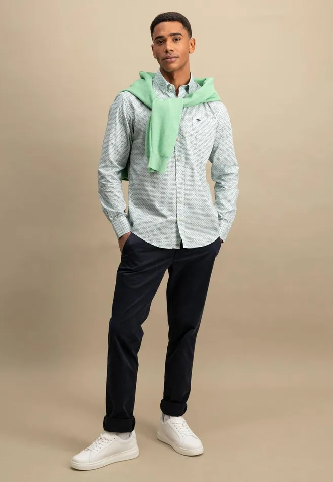 FYNCHHATTON Cotton Shirt With Point Pattern photos Are Missing Poppy Redturf Greensummer Breeze Men Shirts