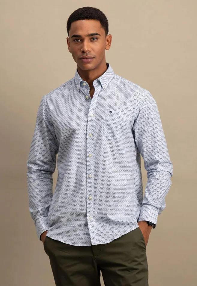 FYNCHHATTON Cotton Shirt With Point Pattern photos Are Missing Poppy Redturf Greensummer Breeze Men Shirts
