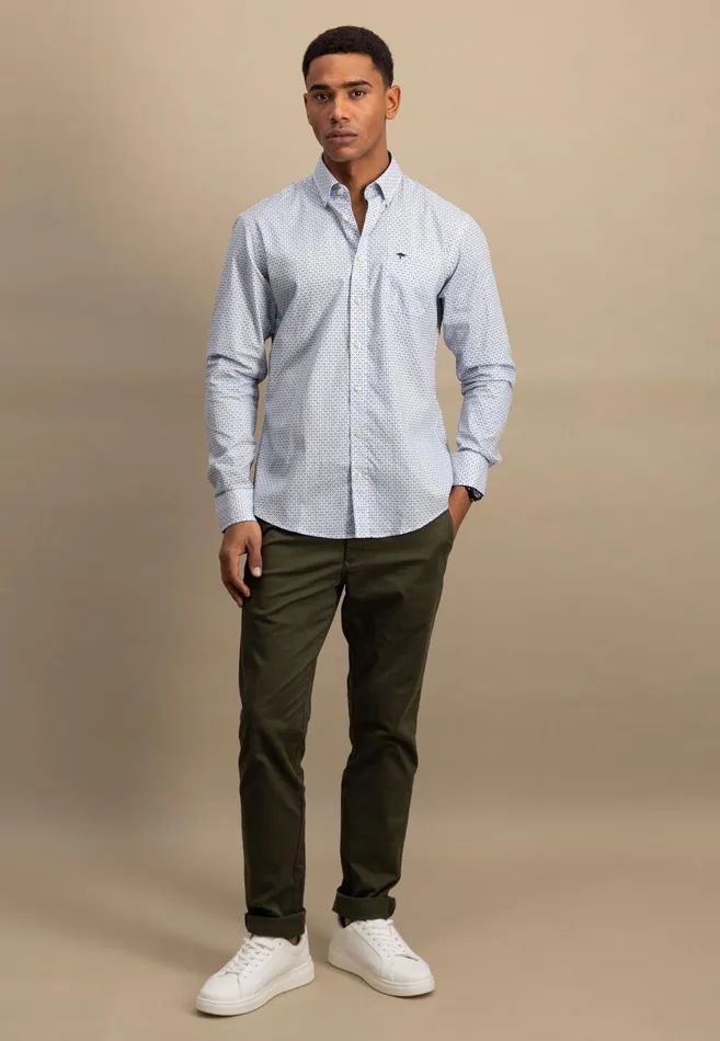 FYNCHHATTON Cotton Shirt With Point Pattern photos Are Missing Poppy Redturf Greensummer Breeze Men Shirts