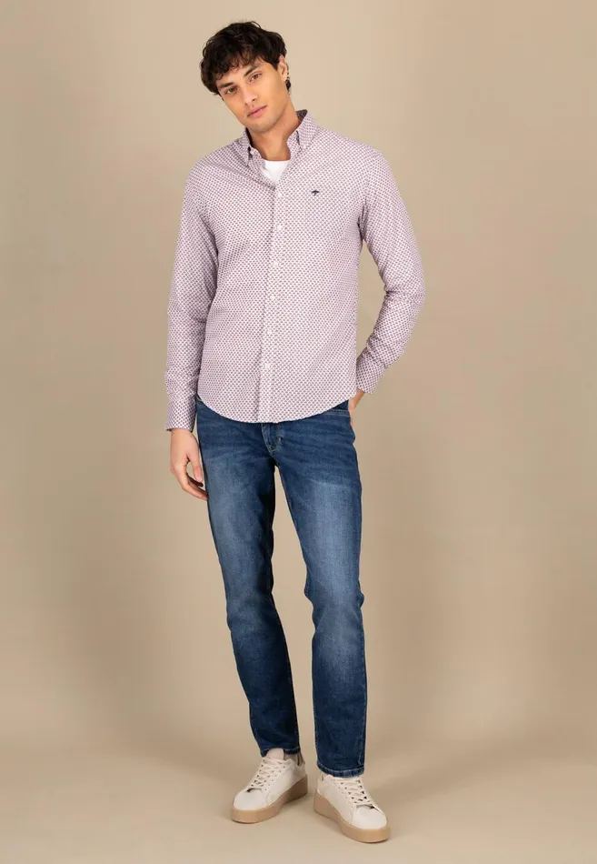 FYNCHHATTON Cotton Shirt With Point Pattern photos Are Missing Poppy Redturf Greensummer Breeze Men Shirts