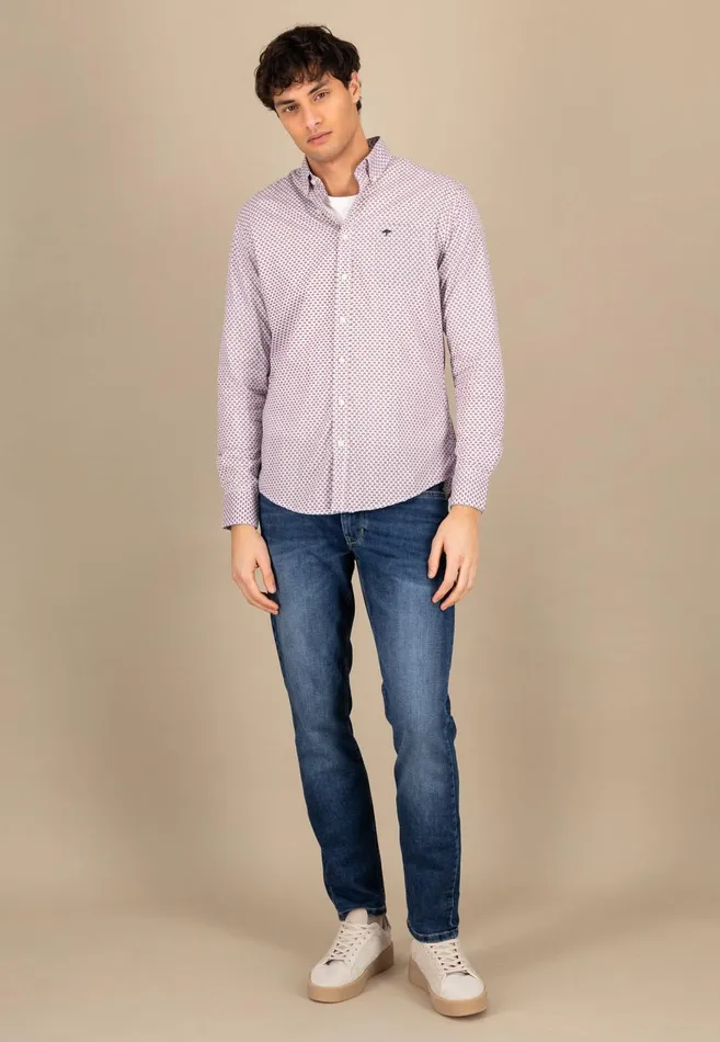 FYNCHHATTON Cotton Shirt With Point Pattern photos Are Missing Poppy Redturf Greensummer Breeze Men Shirts