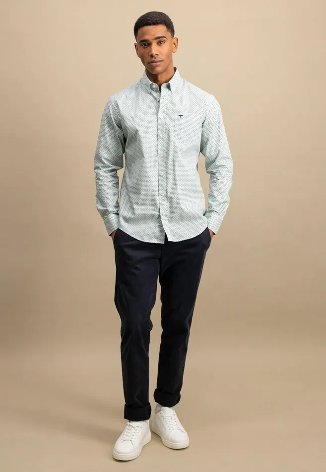 FYNCHHATTON Cotton Shirt With Point Pattern photos Are Missing Poppy Redturf Greensummer Breeze Men Shirts