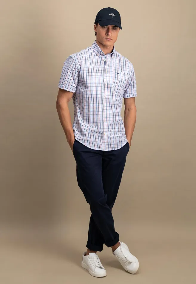 FYNCHHATTON Finely Checked Halfbaked Shirt Vivid Yellowpoppy Redpeeturf Green Men Shirts