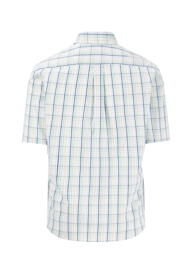 FYNCHHATTON Finely Checked Halfbaked Shirt Vivid Yellowpoppy Redpeeturf Green Men Shirts