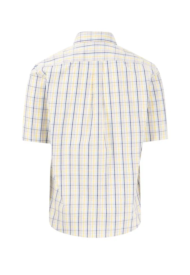 FYNCHHATTON Finely Checked Halfbaked Shirt Vivid Yellowpoppy Redpeeturf Green Men Shirts