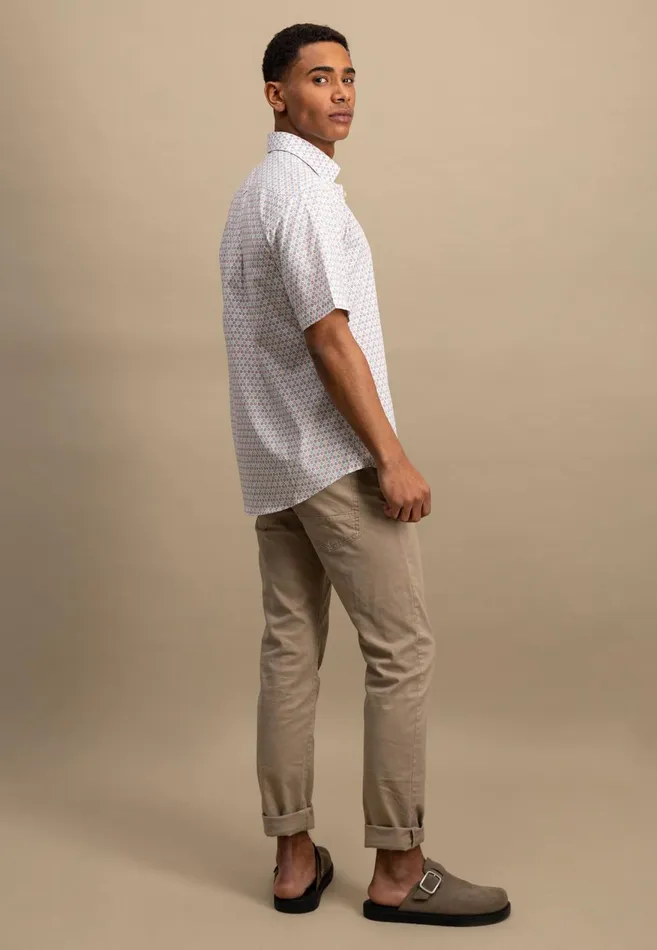 FYNCHHATTON Halbbar Shirt With Allover Point Print ATTENTIONLAMM Or Short Sleeve Shirt Poppy Redpeeturf Green Men Shirts