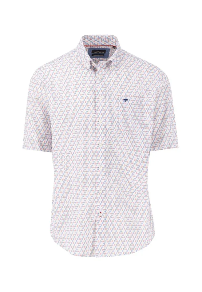 FYNCHHATTON Halbbar Shirt With Allover Point Print ATTENTIONLAMM Or Short Sleeve Shirt Poppy Redpeeturf Green Men Shirts