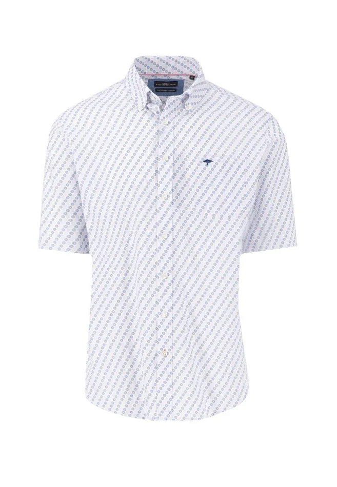 FYNCHHATTON Halbbar Shirt With Allover Point Print ATTENTIONLAMM Or Short Sleeve Shirt Poppy Redpeeturf Green Men Shirts