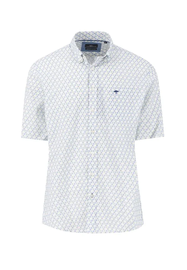 FYNCHHATTON Halbbar Shirt With Allover Point Print ATTENTIONLAMM Or Short Sleeve Shirt Poppy Redpeeturf Green Men Shirts