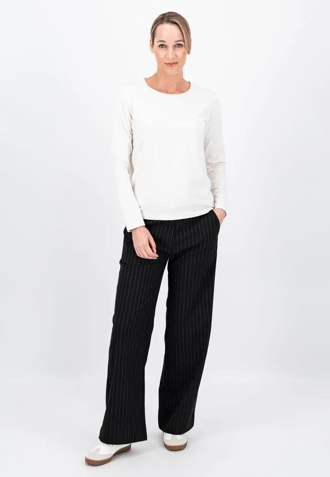 FYNCHHATTON Just Cut Pants With Pinstripes Black Women Pants