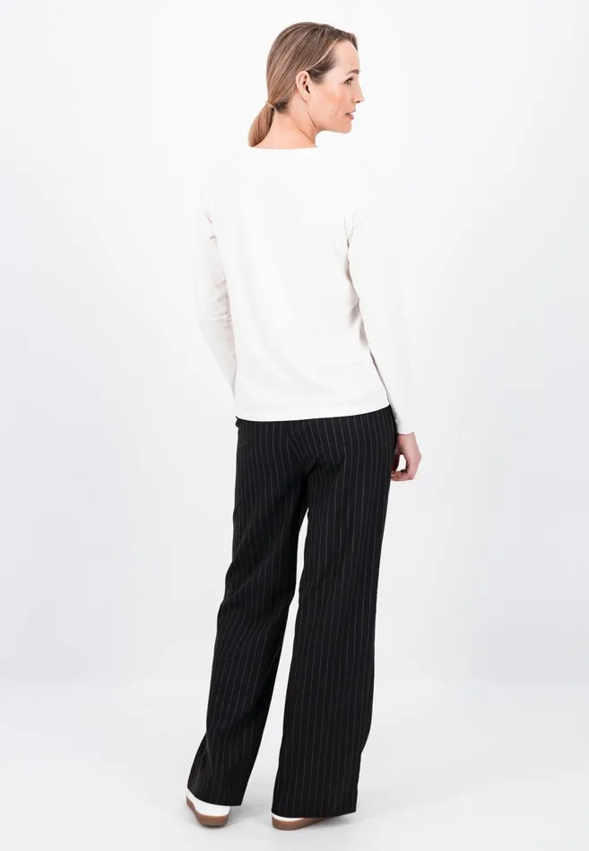 FYNCHHATTON Just Cut Pants With Pinstripes Black Women Pants