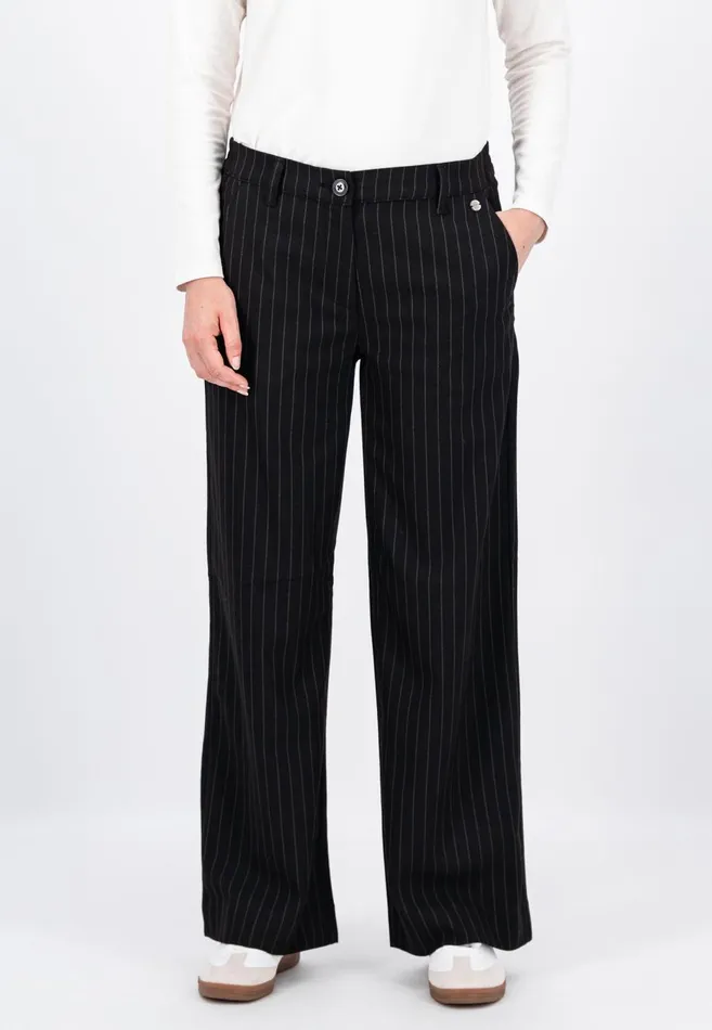 FYNCHHATTON Just Cut Pants With Pinstripes Black Women Pants
