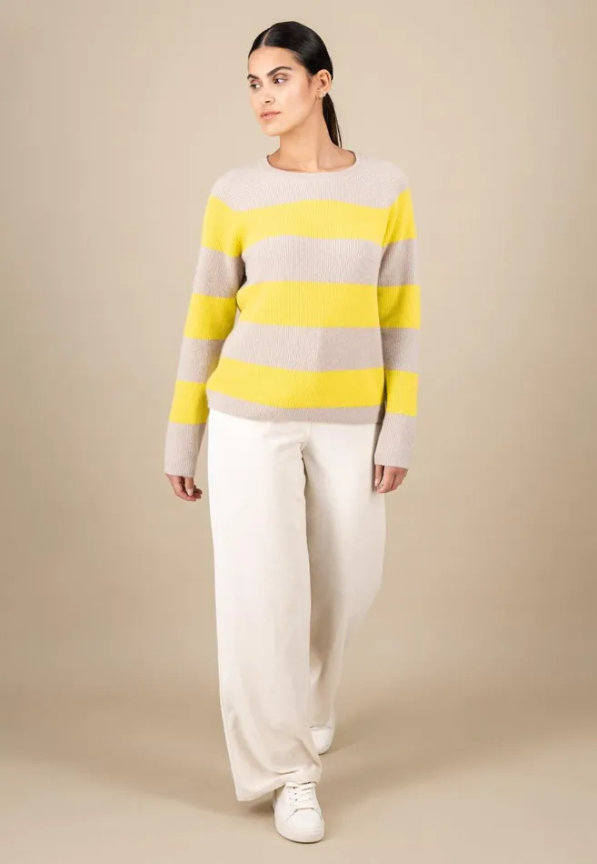 FYNCHHATTON Kashmir Sweater In Strip Look Bright Yellowgray Melangerosy Women Sweater