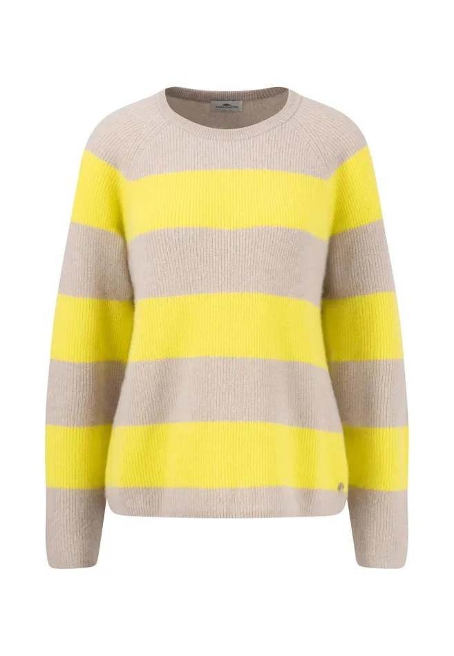 FYNCHHATTON Kashmir Sweater In Strip Look Bright Yellowgray Melangerosy Women Sweater