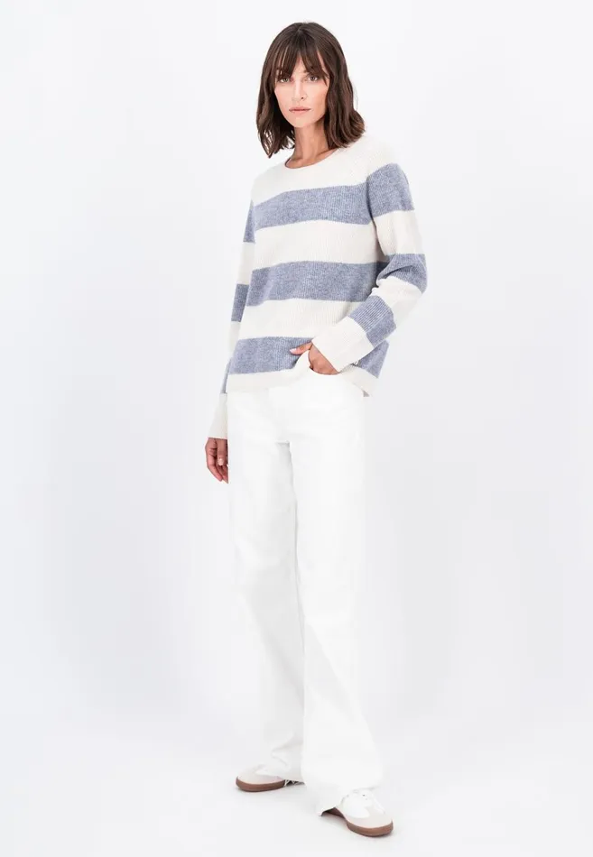 FYNCHHATTON Kashmir Sweater In Strip Look Bright Yellowgray Melangerosy Women Sweater