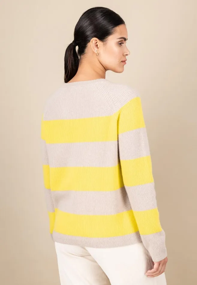 FYNCHHATTON Kashmir Sweater In Strip Look Bright Yellowgray Melangerosy Women Sweater
