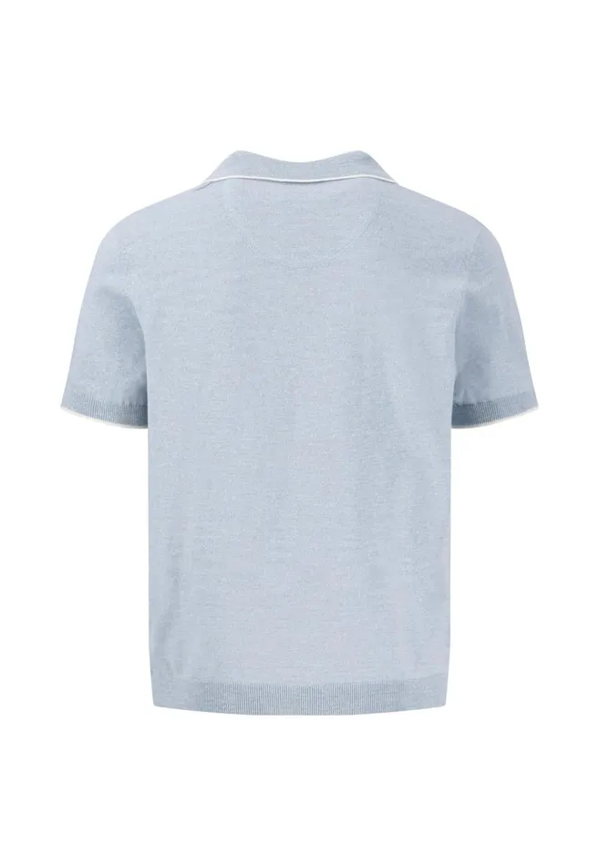FYNCHHATTON Knitting Polo Shirt Made Of Linen Mix Summer Breezenavynew Offwhite Men Polo Shirt