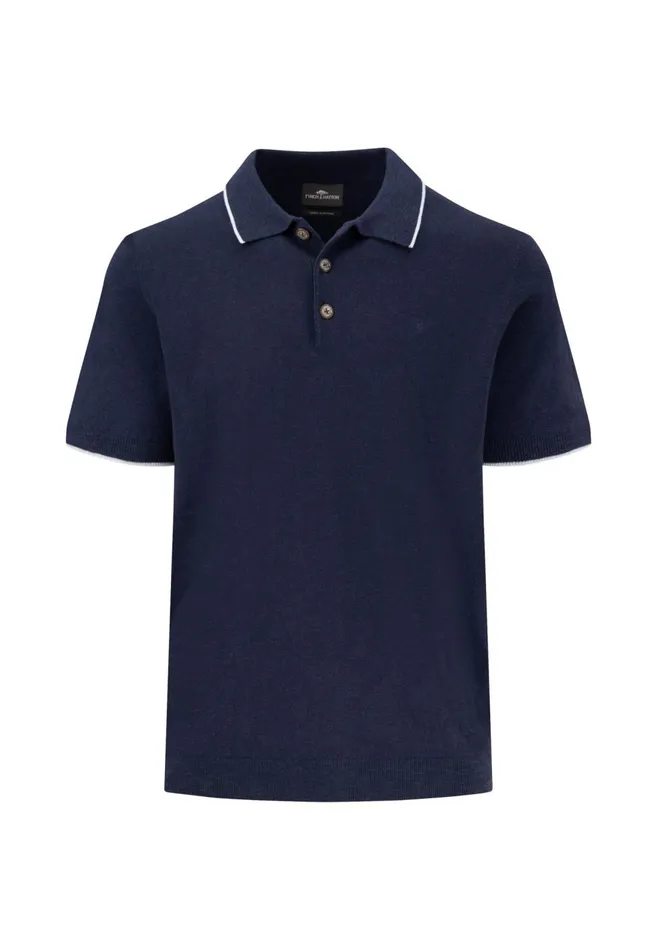 FYNCHHATTON Knitting Polo Shirt Made Of Linen Mix Summer Breezenavynew Offwhite Men Polo Shirt