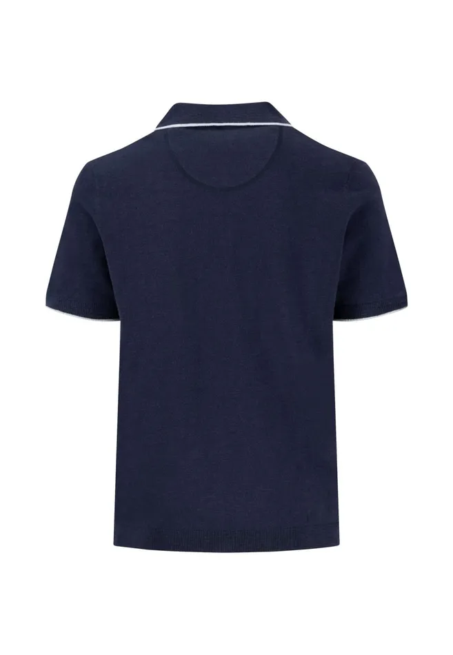 FYNCHHATTON Knitting Polo Shirt Made Of Linen Mix Summer Breezenavynew Offwhite Men Polo Shirt