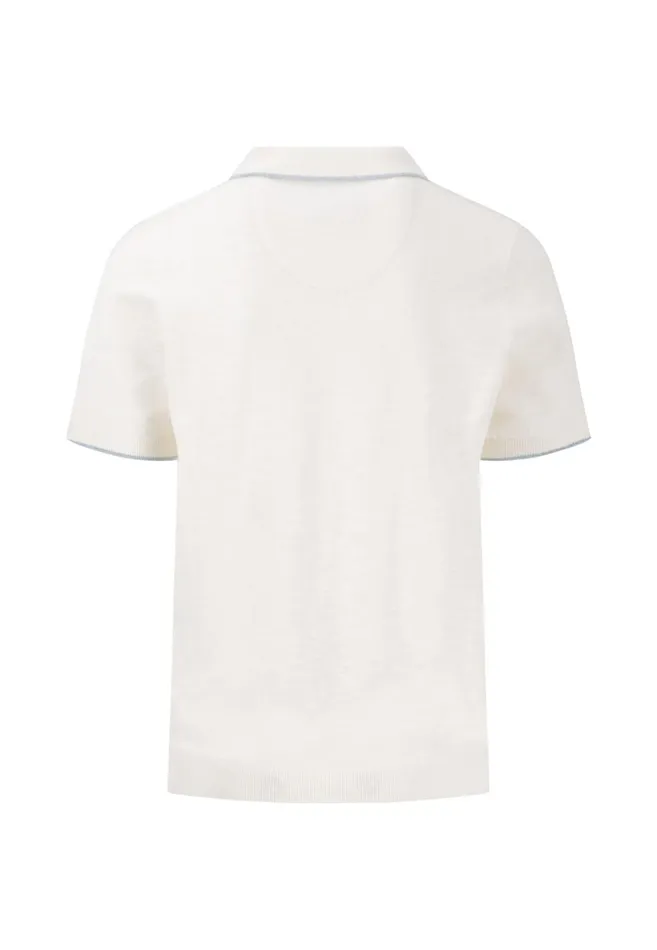FYNCHHATTON Knitting Polo Shirt Made Of Linen Mix Summer Breezenavynew Offwhite Men Polo Shirt