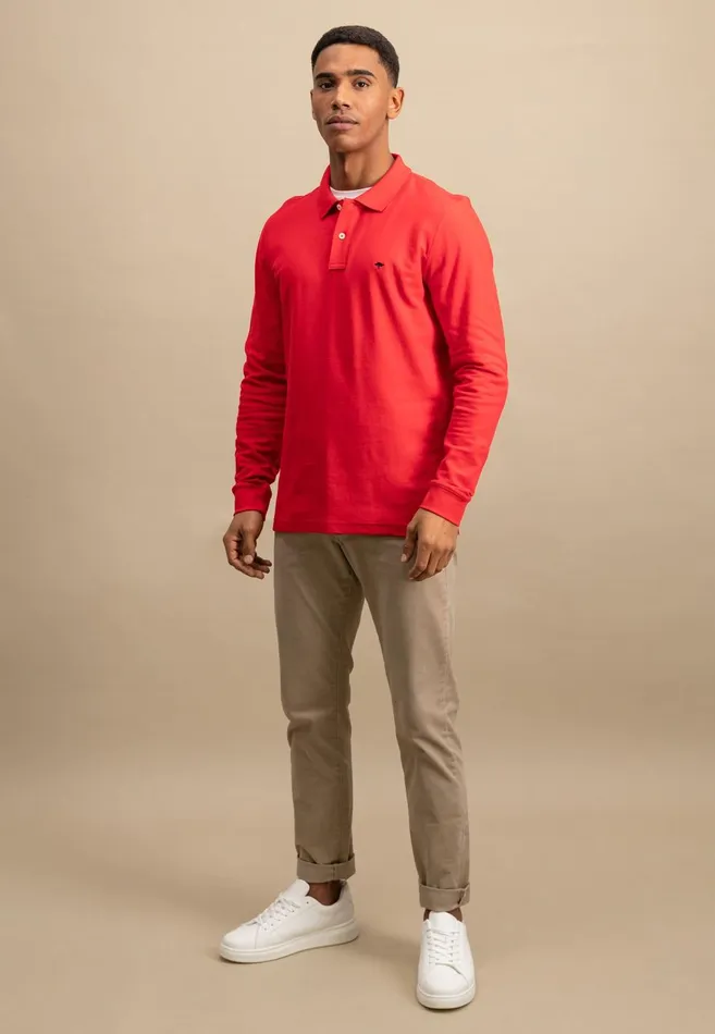 FYNCHHATTON Long Arm Polo Shirt Made Of Cotton Poppy Rednavymidnight Men Polo Shirt