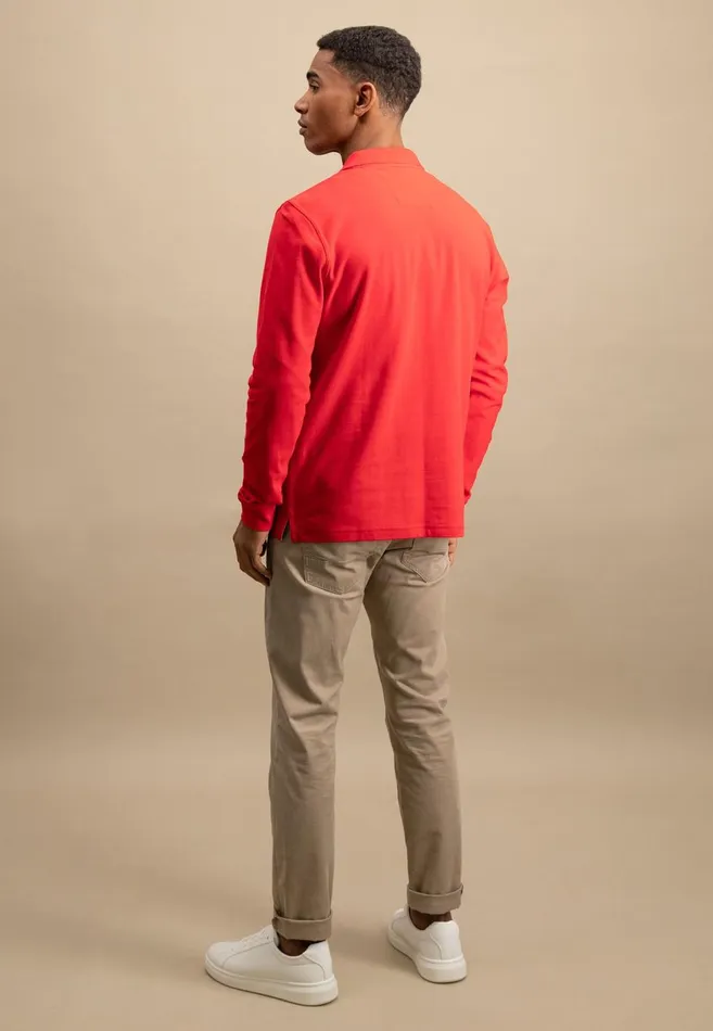 FYNCHHATTON Long Arm Polo Shirt Made Of Cotton Poppy Rednavymidnight Men Polo Shirt