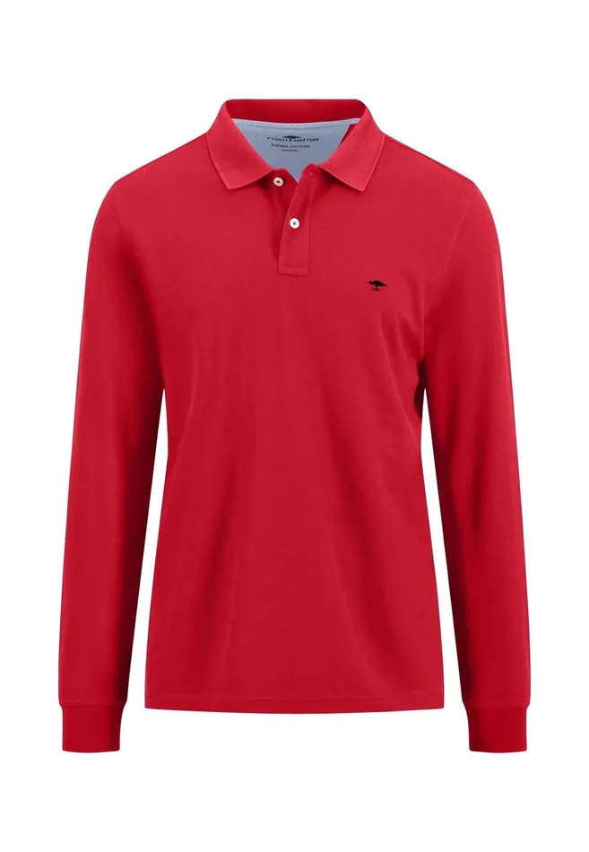 FYNCHHATTON Long Arm Polo Shirt Made Of Cotton Poppy Rednavymidnight Men Polo Shirt