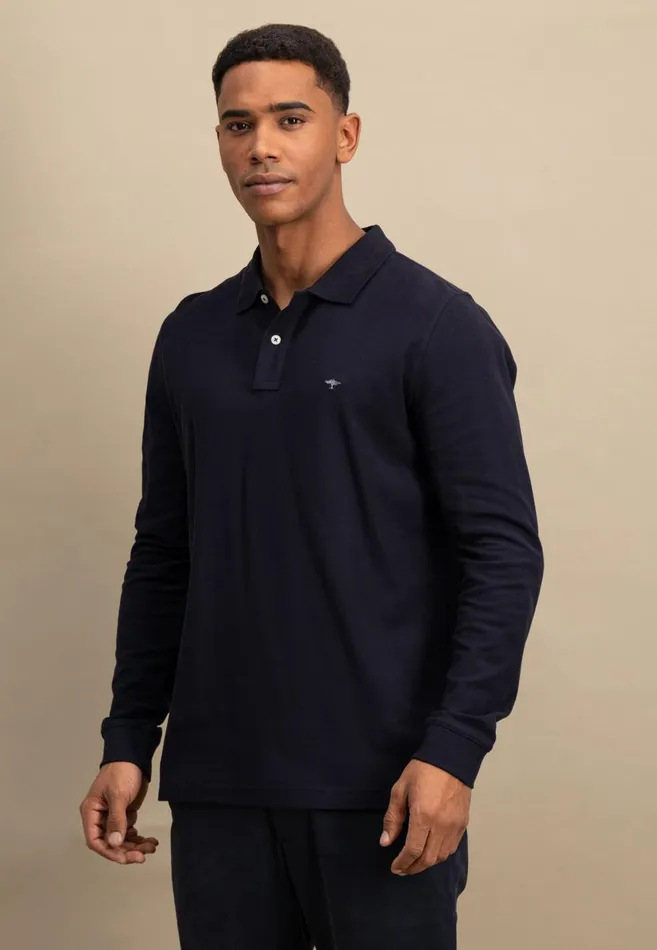 FYNCHHATTON Long Arm Polo Shirt Made Of Cotton Poppy Rednavymidnight Men Polo Shirt