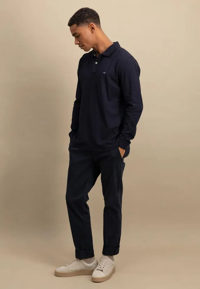 FYNCHHATTON Long Arm Polo Shirt Made Of Cotton Poppy Rednavymidnight Men Polo Shirt