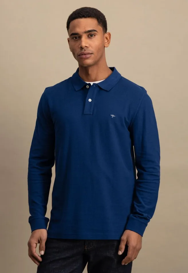 FYNCHHATTON Long Arm Polo Shirt Made Of Cotton Poppy Rednavymidnight Men Polo Shirt