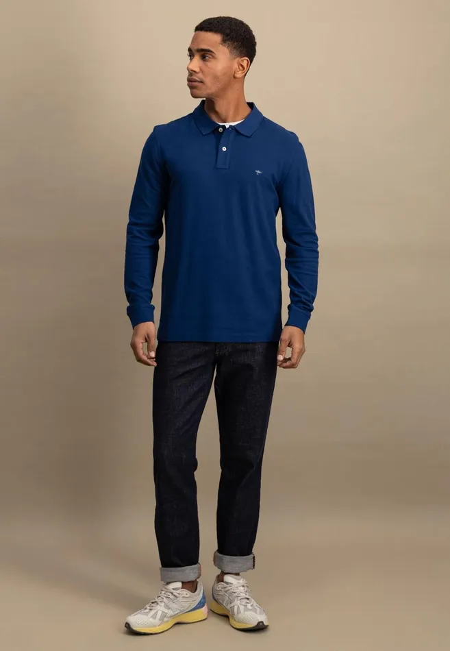 FYNCHHATTON Long Arm Polo Shirt Made Of Cotton Poppy Rednavymidnight Men Polo Shirt