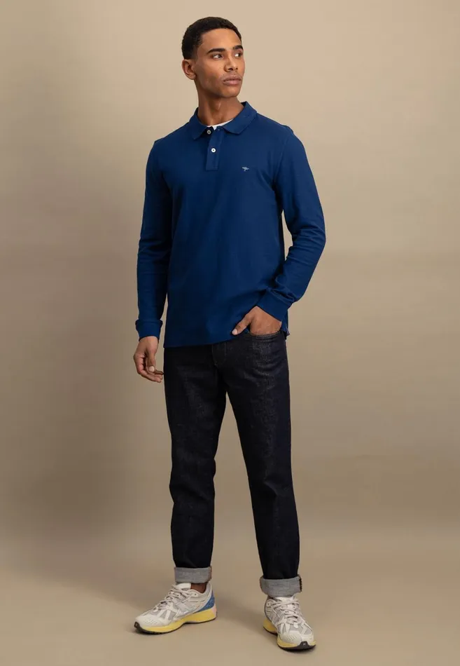 FYNCHHATTON Long Arm Polo Shirt Made Of Cotton Poppy Rednavymidnight Men Polo Shirt