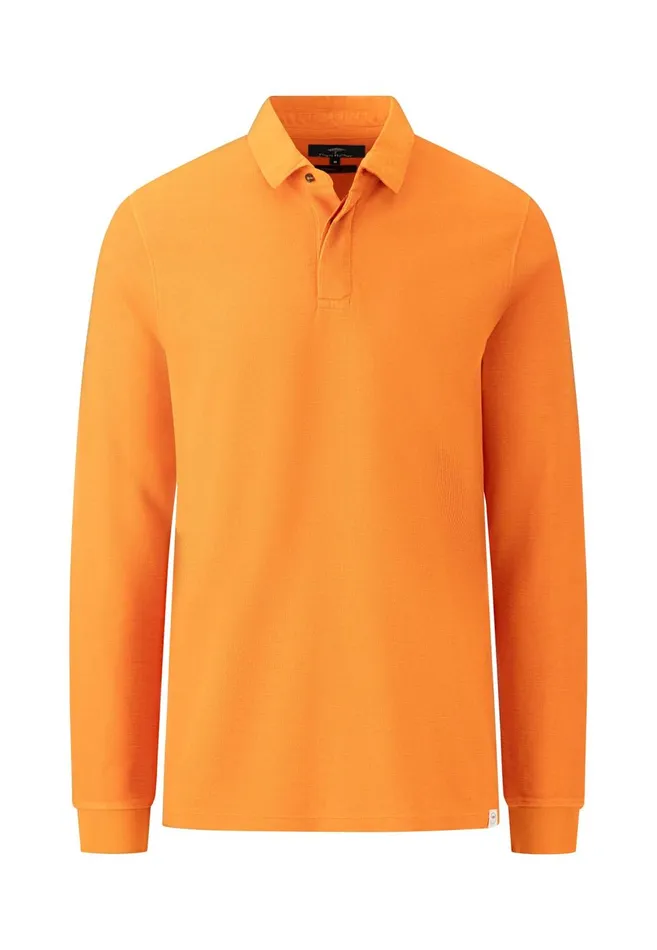 FYNCHHATTON Longsleeved Shirt With Polo Collar Deep Forestnavyburnn Orange Men Sale FYNCHHATTON Longsleeved Shirt With Polo Collar Deep Forestnavyburnn Orange Men Sale