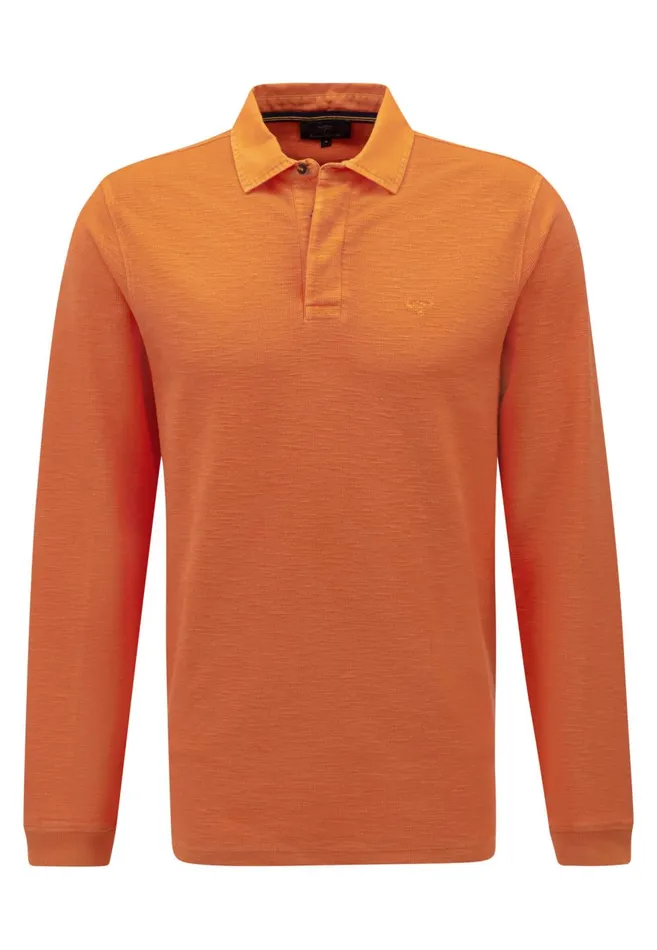 FYNCHHATTON Longsleeved Shirt With Polo Collar Deep Forestnavyburnn Orange Men Sale FYNCHHATTON Longsleeved Shirt With Polo Collar Deep Forestnavyburnn Orange Men Sale