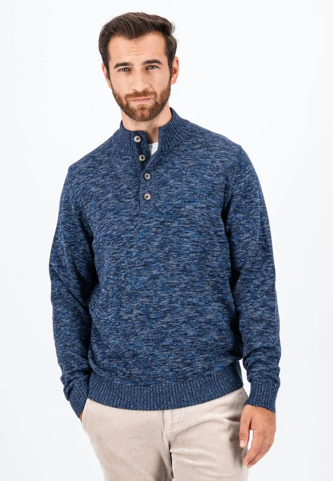 FYNCHHATTON Mottled Knitting Sweater Made Of Cotton Navy Men Sweater