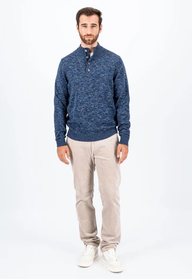 FYNCHHATTON Mottled Knitting Sweater Made Of Cotton Navy Men Sweater