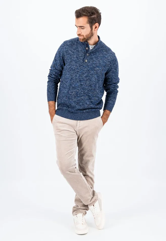 FYNCHHATTON Mottled Knitting Sweater Made Of Cotton Navy Men Sweater