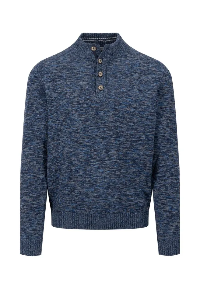 FYNCHHATTON Mottled Knitting Sweater Made Of Cotton Navy Men Sweater