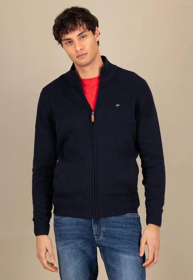 FYNCHHATTON Parting Jacket Made Of 100 Cotton With Elbow Patches Navypoppy Red Men Cardigan FYNCHHATTON Parting Jacket Made Of 100 Cotton With Elbow Patches Navypoppy Red Men Cardigan