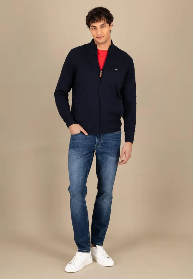 FYNCHHATTON Parting Jacket Made Of 100 Cotton With Elbow Patches Navypoppy Red Men Cardigan