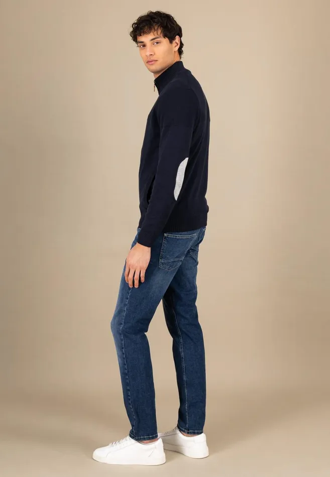 FYNCHHATTON Parting Jacket Made Of 100 Cotton With Elbow Patches Navypoppy Red Men Cardigan