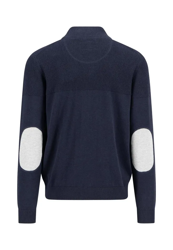FYNCHHATTON Parting Jacket Made Of 100 Cotton With Elbow Patches Navypoppy Red Men Cardigan