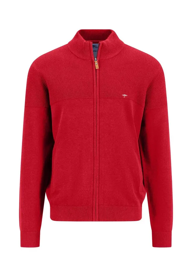 FYNCHHATTON Parting Jacket Made Of 100 Cotton With Elbow Patches Navypoppy Red Men Cardigan