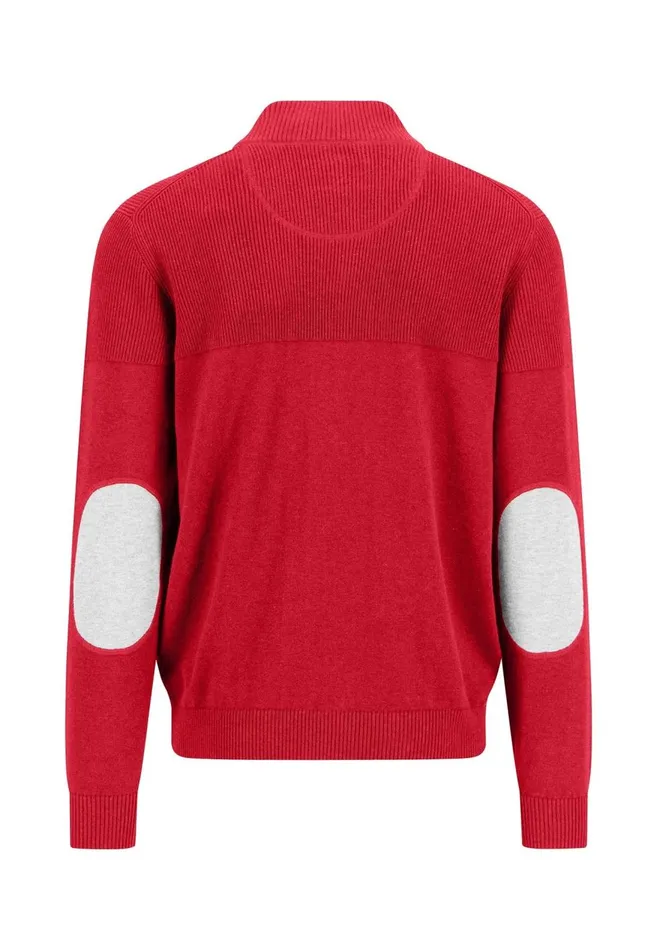 FYNCHHATTON Parting Jacket Made Of 100 Cotton With Elbow Patches Navypoppy Red Men Cardigan